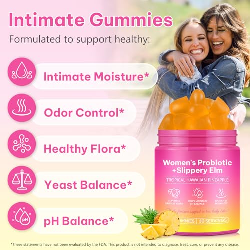Image of Vaginal Probiotics Gummies for Feminine PH Balance, Vaginal Hydrating, Promoting Vaginal Flora Health, Fresh Odor with Prebiotics & Lactobacillus Probiotic, Hawaiian Pineapple, Plant Based|60 Gummies