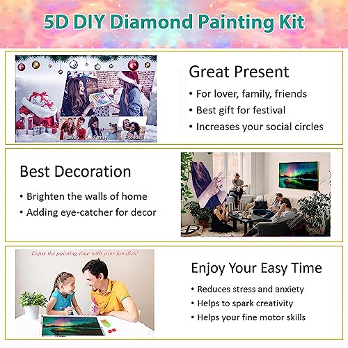 Image of HASTHIP 5D Diamond Painting Kit for Adults, Aurora Lake, 27.5x15.7in