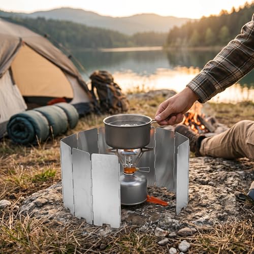 Pare-vent pour camping pliable en acier inoxydable contre le vent de bivouac - 4