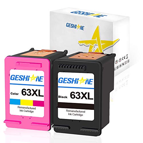 GESHINE 63 XL Remanufactured Ink Cartridge Replacement for HP 63XL High Yield Used for HP 4520 4516 Officejet 4650 3830 3831 4655 Deskjet 2130 2132 3630 3633 3634 (1 Black, 1 Tri-Color)