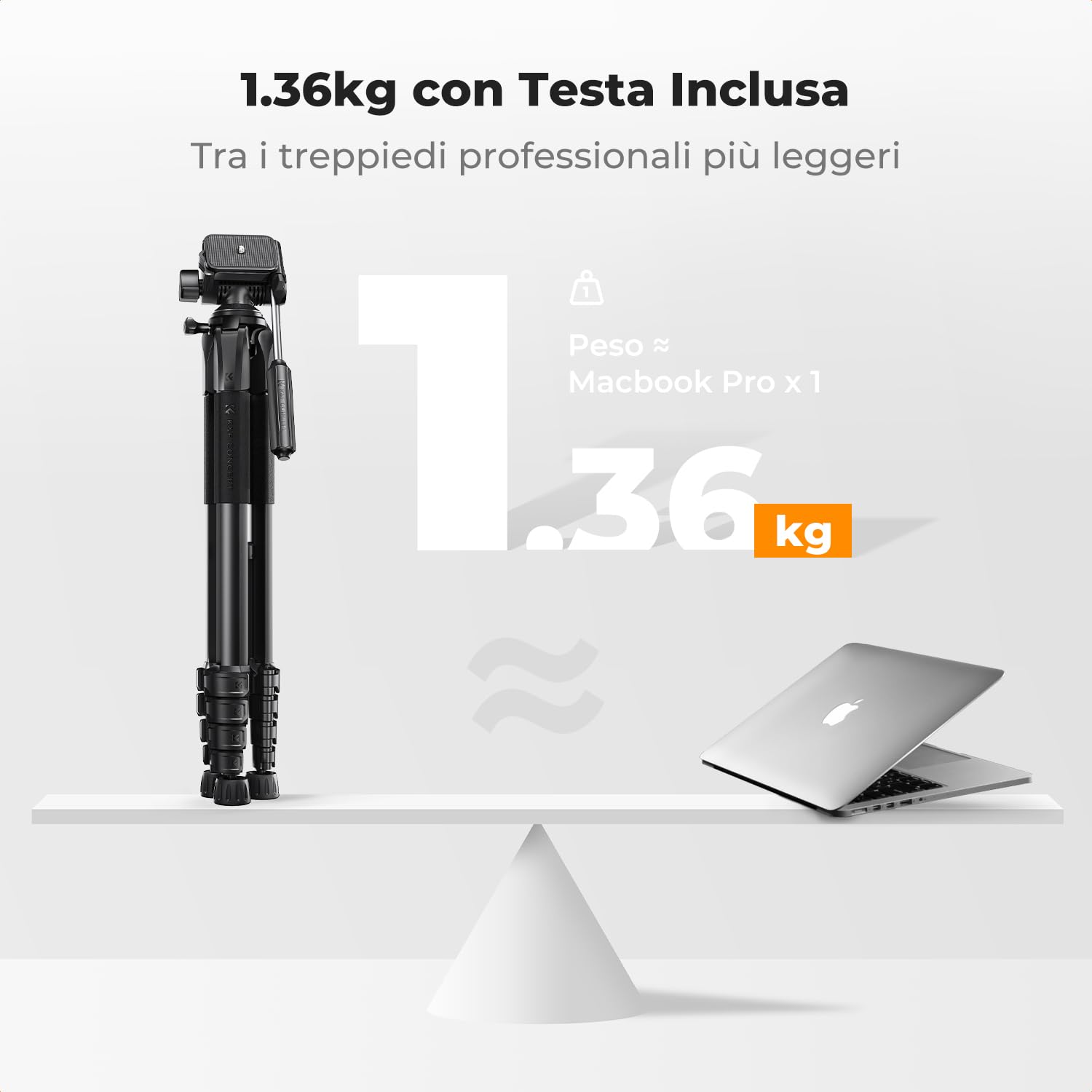 K&F CONCEPT Treppiede Fotocamera e Smartphone 48-190cm, Cavalletto Leggero in Alluminio S255A3+BV01 con Telecomando Bluetooth, Tripod Camera Portatile e Compatto per DSLR/Cellulari/Ipad/Live Streaming