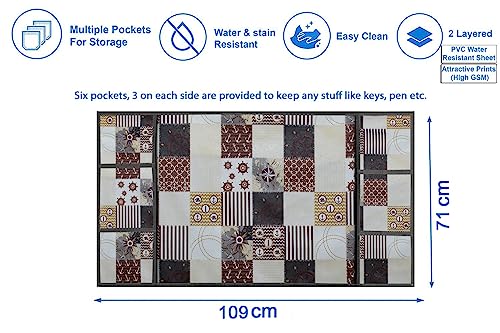 Image of Stylista Refridgerator top Cover Suitable for Samsung RR23C2E35NK /HL, 215 Liter Fridge, Dimension (WXD) 71x109 CM, Compass Pattern Grey