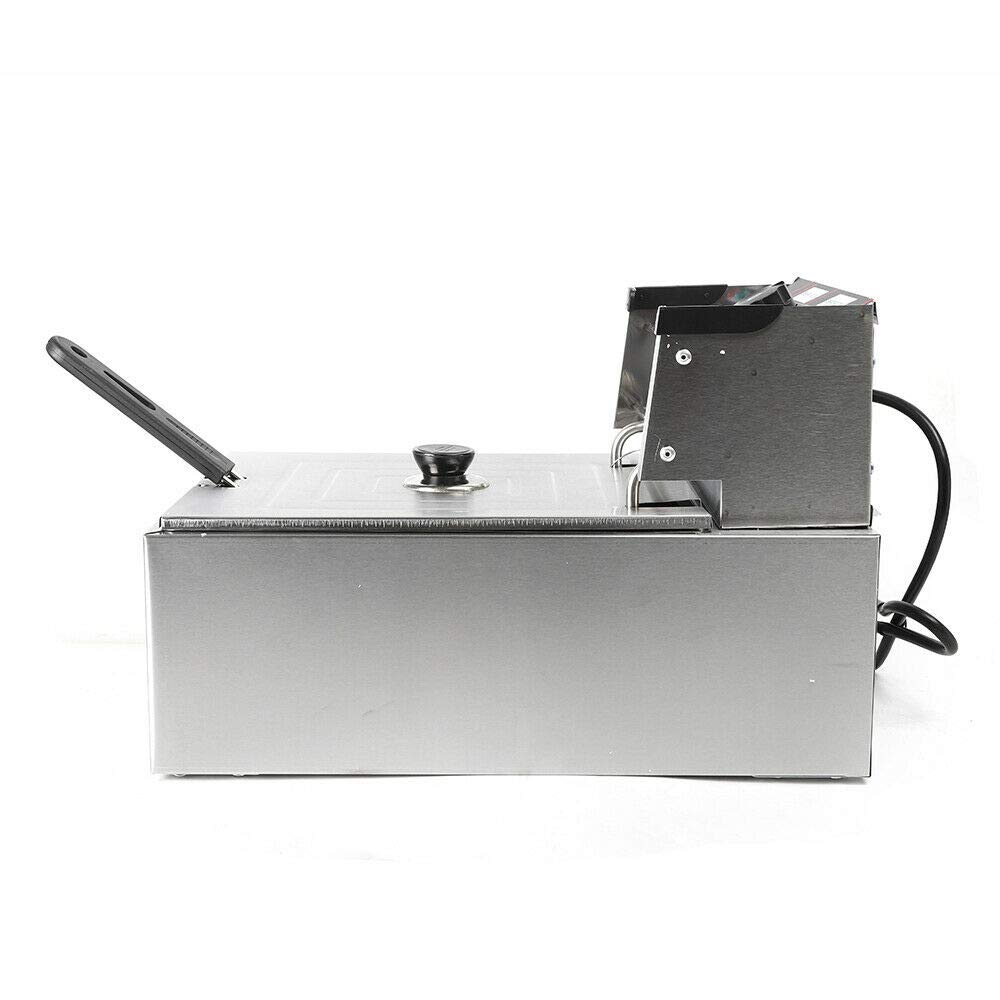 Freidora de acero inoxidable de 5,5 litros, freidora eléctrica de zona fría, freidora profunda, termostato ajustable, fácil de limpiar, IPX3, depósito de aceite extraíble, para cocina, restaurante