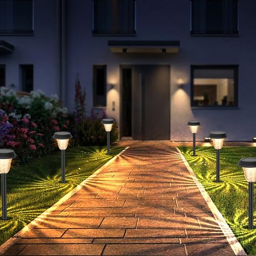 Solar Lights Outdoor Pathway, 4 Pack Garden Pathway Lights Solar Powered