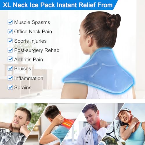 REVIX XL Neck Ice Pack for Injuries Reusable Neck Cooling Wraps for Pain Relief, Hot Cold Gel Packs Reusable for Chronic Pain, Sports Injury & Cervical Surgery, Soft Plush Lining Ice Neck Wrap - Image 3