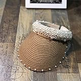 Fischerhut Nackenschutz,Hut weibliche Sonnenhut Sonnencreme Strand Eltern-Kind Strohhut Reise Koreanische Version der Flut Perle neue Sommer Mutter und Tochter leeren Zylinder-Khaki_Kinderabteilung