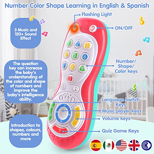 PLAY Baby Controller Toy - Bilingual Spanish & English Learning Toys, Pretend Video Game Controller & TV Remote Combo with Music and Light, Christmas Birthday Gift for Infants Toddlers 12+ Months - Thumbnail 5