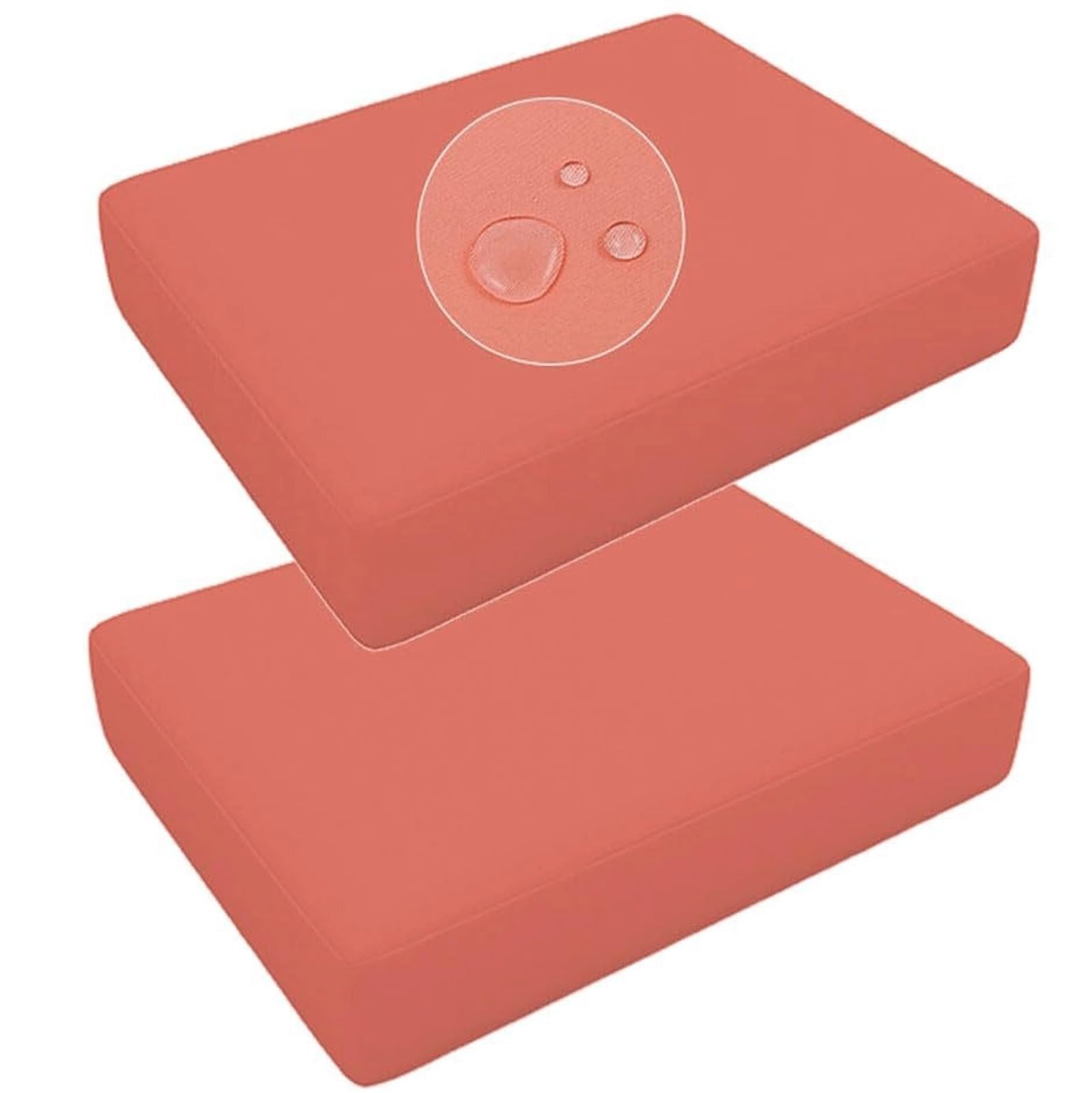 VEAI 2-Pack Waterproof Sofa Seat Cushion Covers with Zipper, 60x60cm & 55x50cm, Chair Seat Pads Cover for Indoor & Outdoor Patio Rattan Furniture(Blush Peach,50x55x10cm)