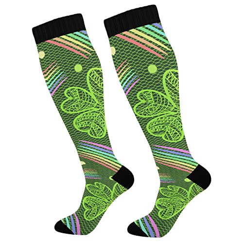 Image of Wusikd Heartbeat Symbol Compression Socks for Women and Men Circulation Black Long Socks for Athletic Running 1