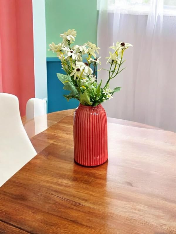 VIBHSA Red Cylindrical Vases for Home Decor | Ceramic Vase | Vase for Living Room | Decorative Vase | Large Flower Vase for Living Room | Large Vases for Living Room | Flower Vases for Dining Table-image-37