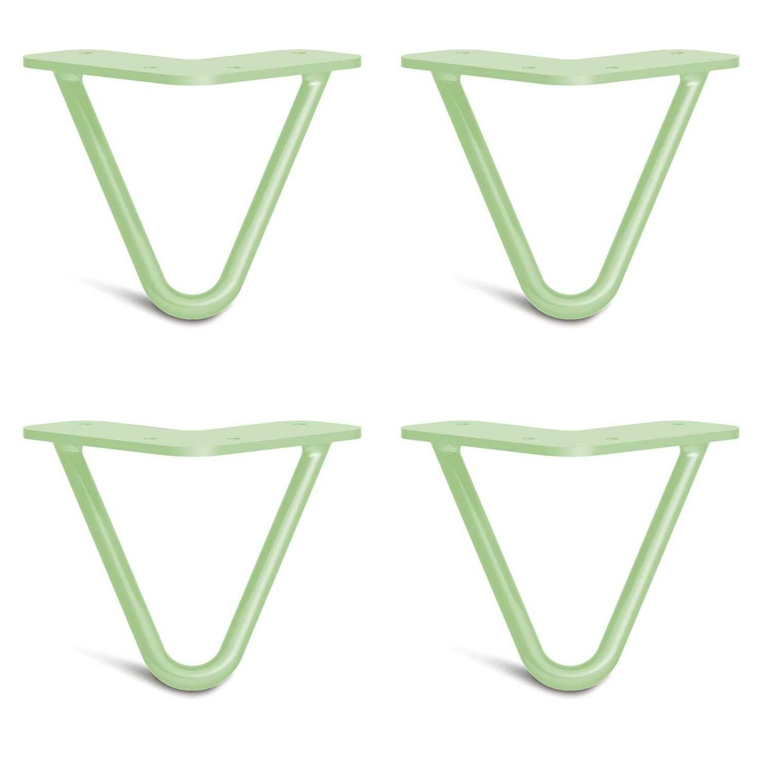 [HLC] 4 x Hairpin Table Legs – Superior Double Weld Steel Construction With Screws, Build Guide & Protector Feet Worth £8 Included! – 10mm Steel [4"/10cm,Pastel Green]