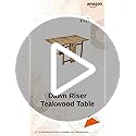 Image of Two-Side Folding Teakwood Table - Space-Saving Design, Sturdy Build, Adjustable Levelers, Multi-Purpose Dining, Work, Study, Easy Assemble, Compact Indoor Outdoor Use - DIY Model - Natural - Dawnriser