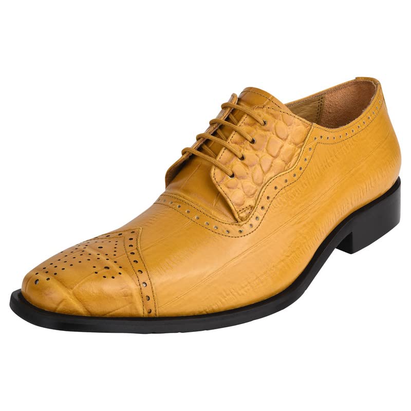 Image of LIBERTYZENO Mens Brogue & Plain Genuine Leather Animal Print Lace Up Oxford Dress Shoes for Easter Gift