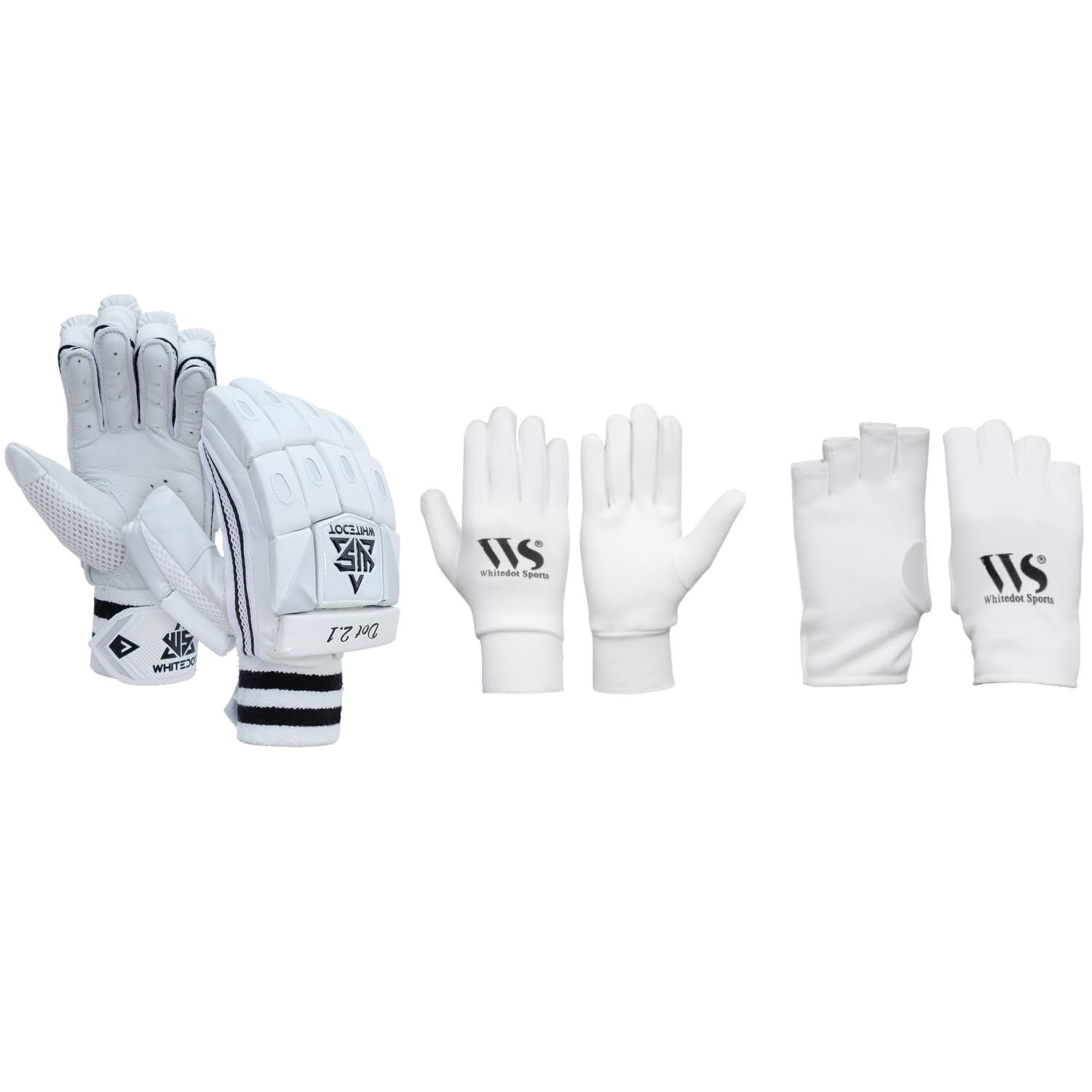 Whitedot Dot 2.1 Cricket Batting Gloves with Full and Half Finger Inner Gloves Suitable for Mens/Adult/Large-image-49