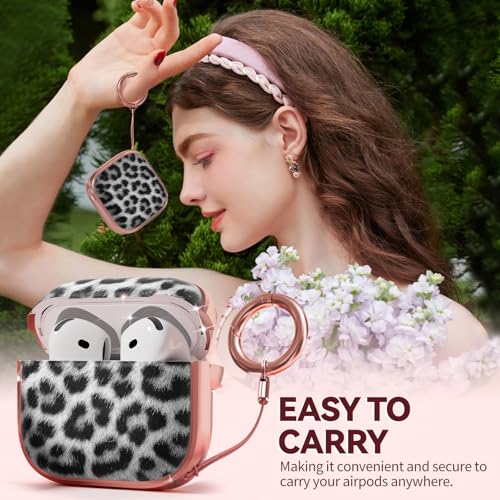 Image of Inesore for AirPods 4 Case Cover 2024 with Lock-Black Jaguar | Two-Piece Design,with Gold Keychain & Cleaning Pen,Support Wireless Charging,Cute Luxury Case for Women Girly