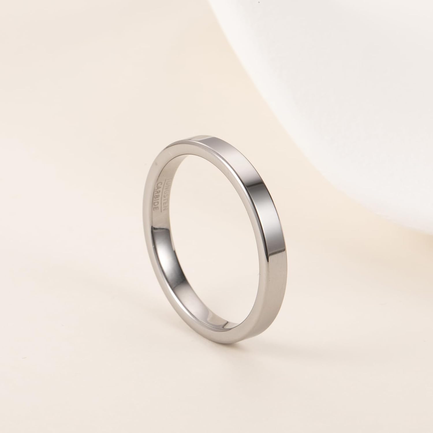 Vakki Tungsten Wedding Rings for Women Silver/Gold/Rose Gold/Black 3mm Flat Comfort Fit Stackable Band Ring, High-polished finish & Non Tarnish