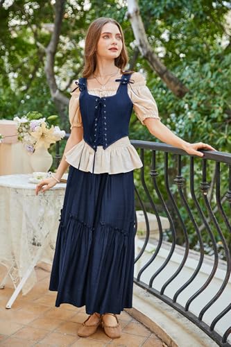 Image of SCARLET DARKNESS Women's Renaissance Corset Tops Vintage Lace Up Overbust Bustier Bodice