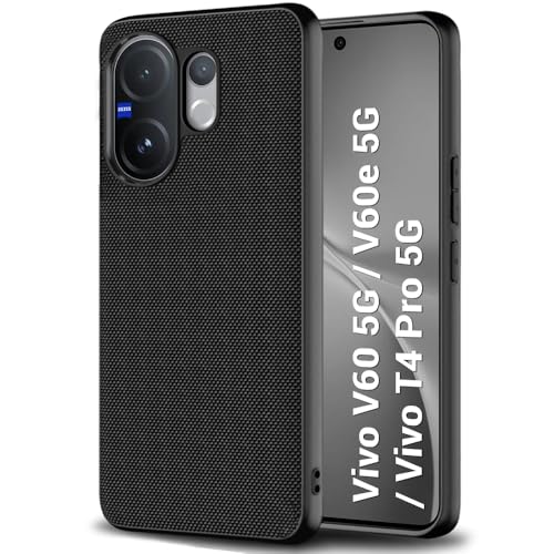 Image of TheGiftKart Back Cover Case for Vivo V60 5G / V60e 5G / Vivo T4 Pro 5G | Slim & Lightweight | Ultra-Premium Design | Camera Protection Bump | Fabric Texture Case Cover (PC & TPU, Black)