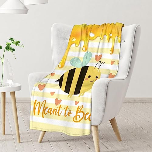 Bee Blanket Gifts, 30"x40" Cute Bee Print Throw for Women Girls, Soft Cozy Warm Flannel for Sofa Bed