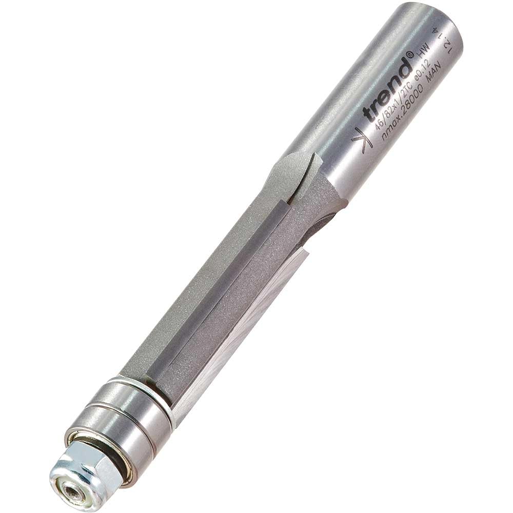 Trend Professional Bearing Guided Triple Flute Trimming Cutter, 1/2 Inch Shank, 12.7mm Diameter, 38.1mm Cut Length, Tungsten Carbide Tipped, 46/82X1/2TC