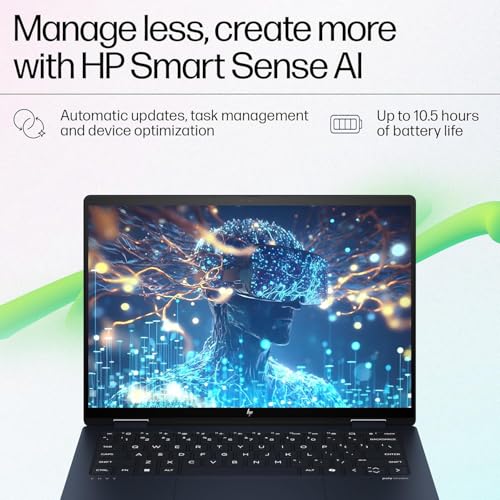 Image of HP Envy x360 AI Laptop, Intel Core Ultra 5 125U, 12 TOPS, 16GB LPDDR5, 512GB SSD, (Win11, Office24, Blue, 1.44 kg) Touchscreen, 3K, OLED, 14-inch (35.6cm), Integrated graphics, 5MP IR camera, fc0178TU