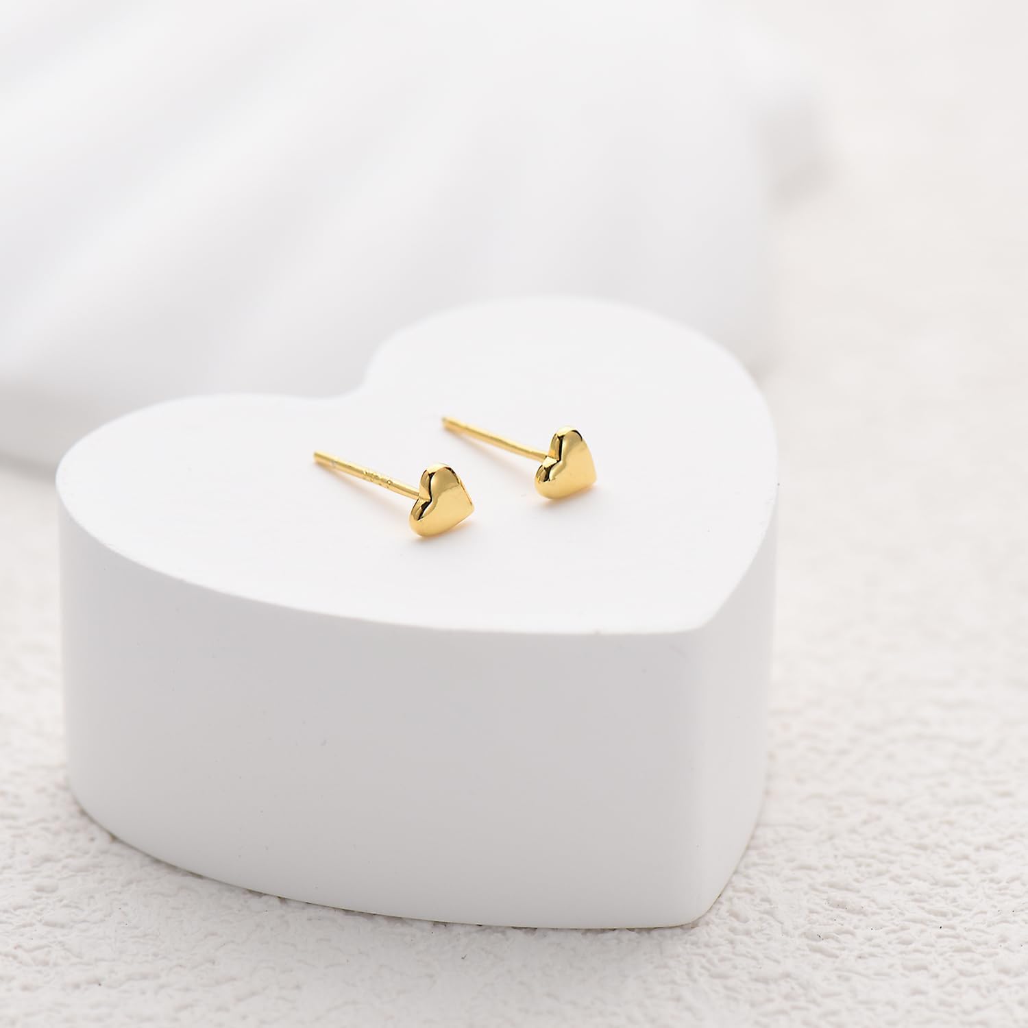 Solid 925 Sterling Silver Earrings Small 18K Gold Plated Stud Earrings for Women Trendy Hypoallergenic Cute Earrings Star Moon Sun Heart Cross Dots Pearl CZ Diamond Earrings Jewelry Christmas Gifts - Image 8