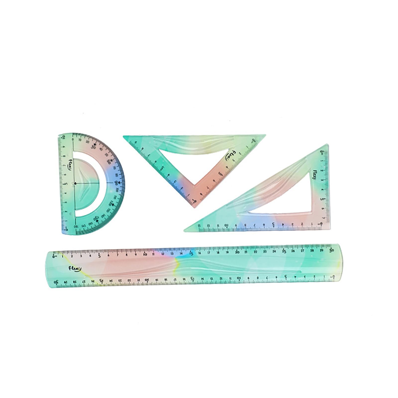 Bottone 4Pcs Colorful Flexible Ruler, Ruler Set Shatterproof Straight Soft Bendable For School Home Bendable