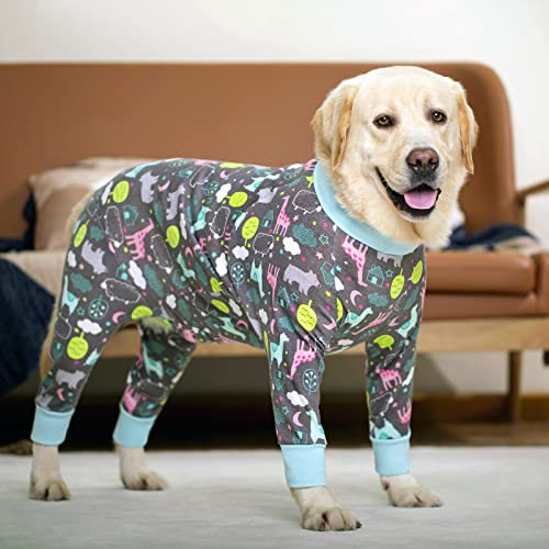 Image of kzrfojy Dog Recovery Suit for Dogs After Surgery Female Male Medium Large Dog Neuter Spay Onesie for Shedding Prevent Licking Surgical Wound Dog Cone Alternative Giraffe