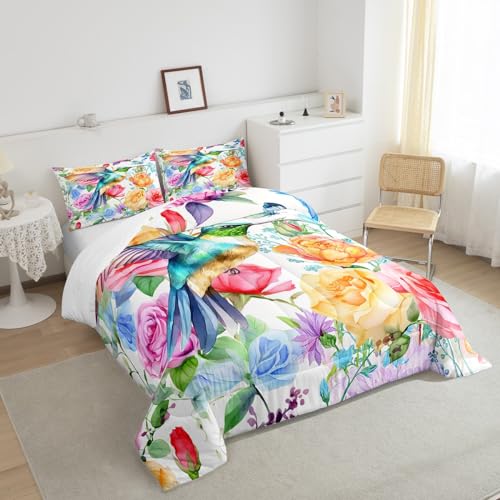 Image of Feelyou Hummingbird Bedding Set Queen Size 3Pcs for Kids Boys Girls