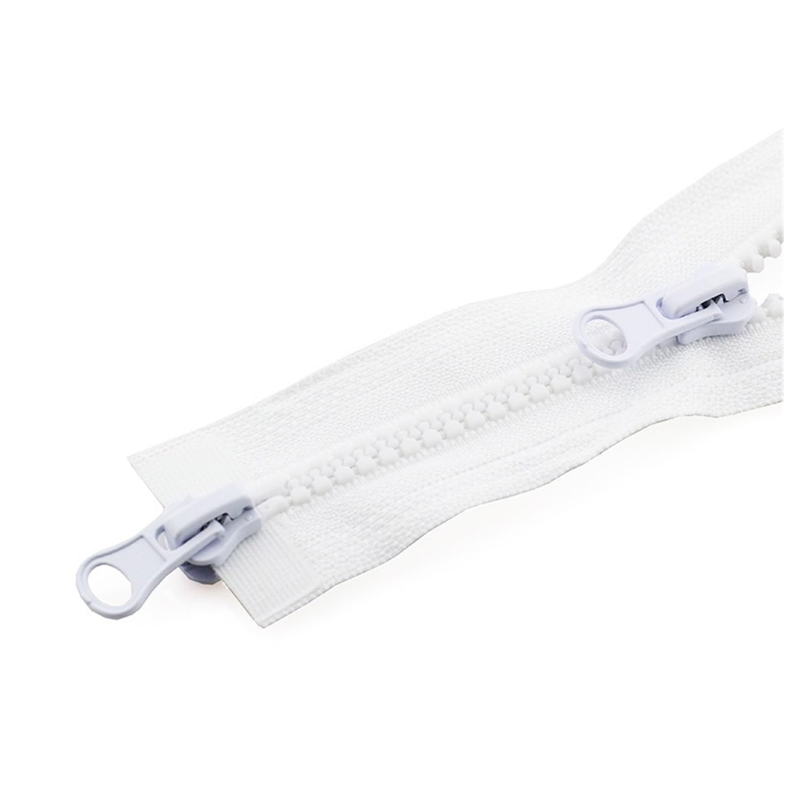 Two Way Open Ended Zipper 2Pcs 80/90/100/120/150cm Double Silders Zipper Open-End Auto Lock Two-Way Double Open Zip for Jacket DIY Sew (Color : White, Size : 150CM_5#)