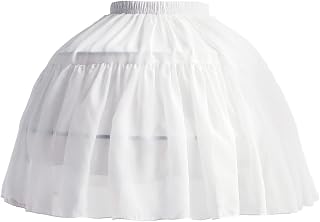Women Girls Lolita Crinoline Petticoat Chiffon Ball Gown Petticoat Short 2 Hoops Underskirt for Cosplay Big Hem Dress White