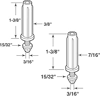 Vista 2 de Prime-Line N 7538 Kit de pivote inferior de puerta doblada, dos diámetros de base de plástico de 7/16 pulgadas, puntas de pivote de acero ranuradas