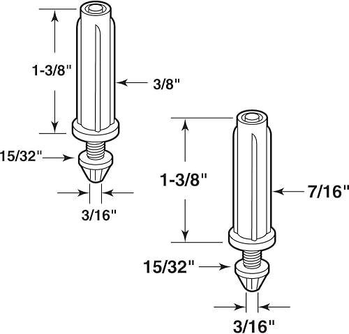 Miniatura 2 de Prime-Line N 7538 Kit de pivote inferior de puerta doblada, dos diámetros de base de plástico de 716 pulgadas, puntas de pivote de acero ranuradas,