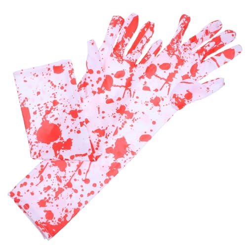 ibasenice 1 Pair Halloween Horror Bloody Gloves Cosplay Finger Gloves for Party Stains Gloves Set Reusable Costume Accessory
