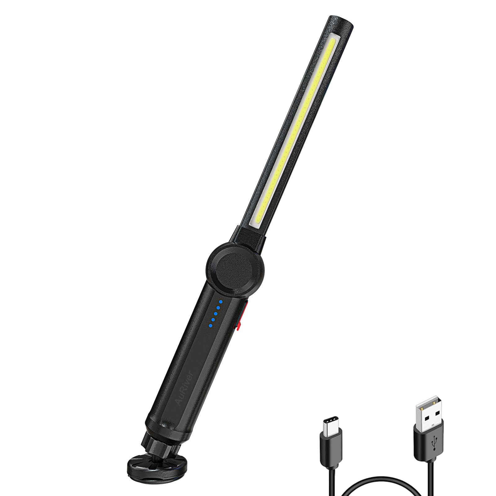 Lampe de Travail LED Rechargeable avec Aimantée et USB Rotation à 360 degrés, Lampe Inspection LED Rechargeable, Lampe D'inspection pour Atelier de Ménage Camping en Plein Air Randonnée (Noir-Z)