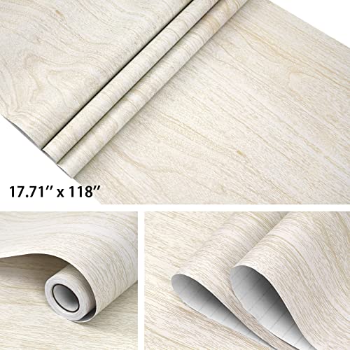 Mecpar White Wood Wallpaper Wood Contact Paper 17.71'' X 118'' Wood Grain Wallpaper Rustic Wood Peel And Stick Wallpaper Self-Adhesive Removable Wallpaper For Cabinets Countertop Wall Covering #TOP4