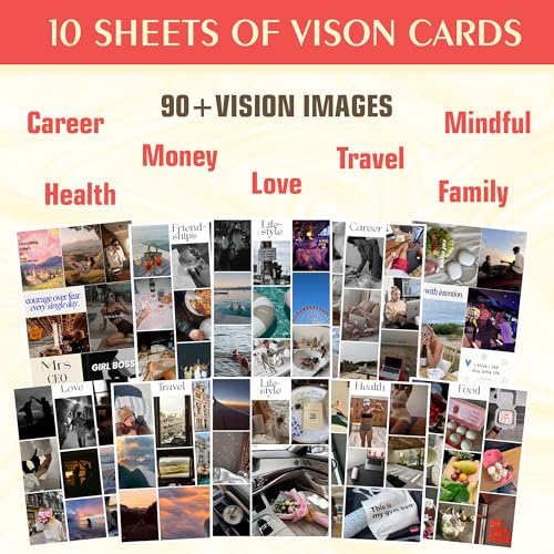 Image of CodersParadise Manifestation Kit 2026 - 16 A4 Vision Board Sheets (250+ Elements) with Daily Affirmations & Life Goals Quotes - Aesthetic Wall Art for Bedroom, Motivation & Dream Life Manifestation