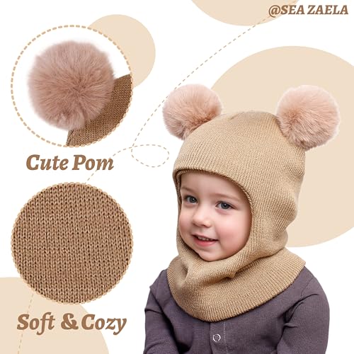 Sea Zaela Toddler Winter Hat Scarf Baby Beanie with Neck Warmer Boys Girls Warm Windproof Knit Hats 1-6 T2