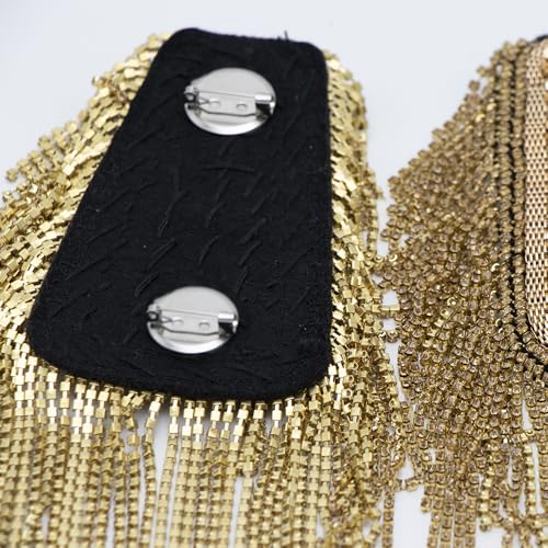 Image of 2 pcs Chain Tassel Rhinestone Epaulette Crystal Shoulder Epaulet Spirk Shoulder Badge Brooch Pin For Blazer Punk suit coat
