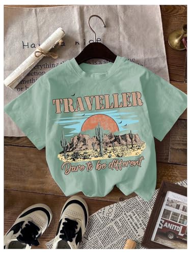 Image of RoseSeek Girl's Shirts 3 Packs Star Butterfly Graphic Tees Crew Neck Short Sleeve T Shirt Casual Tops