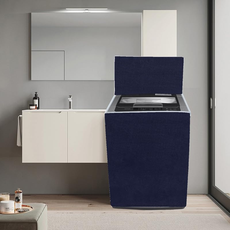 Image of Polyester Top Load Washing Machine Cover Suitable For Samsung, Lg, Godrej, Whirlpool 6.5Kg, 7Kg, 7.5Kg, 8Kg, 9Kg, 10Kg, 11Kg, Waterproof Cover, Solid Navy Blue.