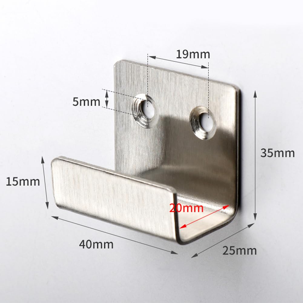 10 Stück Schwerlast-Haken U Winkel Halterung Edelstahl Keramikfliesen Display Wandhaken Silber, 25 mm Breite