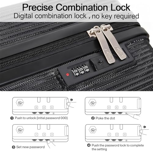 Image of Luggage Sets 3 Piece (20 /24 /28 inch)-Carry On Suitcase-Suitcase With Wheels-PC+ABS - Hardside Spinner Travel Luggage, Black, 5 Pcs Set, Hardside Luggage Sets With Spinner Wheels (BLACK)