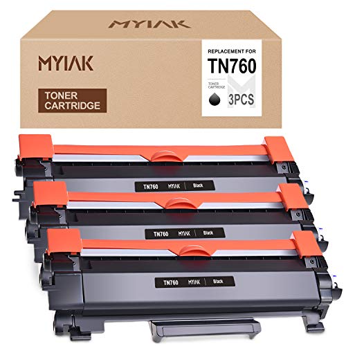 MYIK Compatible Toner Cartridge Replacement for Brother TN760 TN-760 TN730 TN-730 to use with HL-L2350DW HL-L2370DW HL-L2390DW MFC-L2710DW MFC-L2750DW HL-L2395DW DCP-L2550DW (3 Pack, Black)