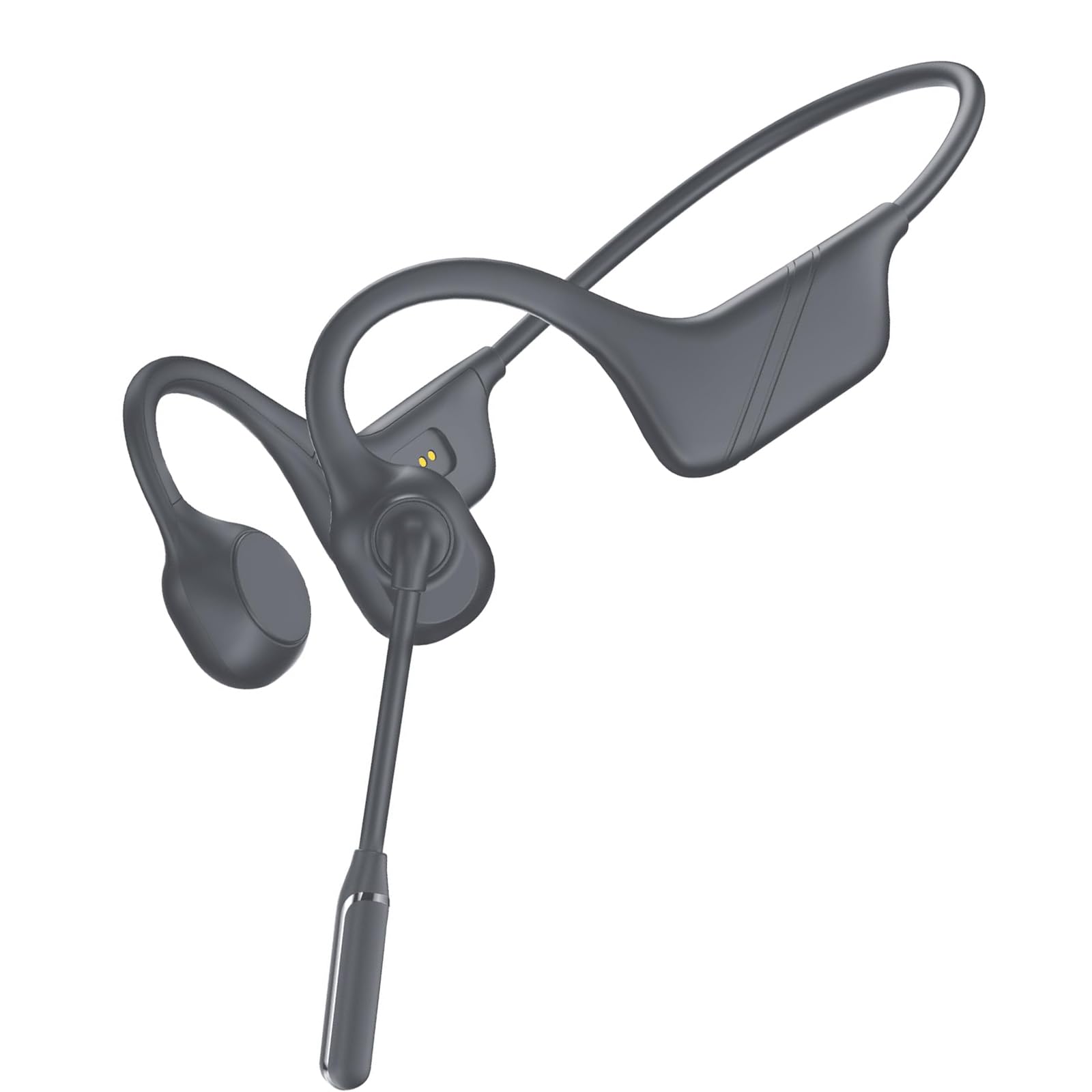 gray bone conduction headphones with mic bluetooth 5.4