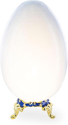 Miniatura 2 de BestPysanky Mini exhibición azul del soporte de la esfera del huevo del metal del esmalte de tres patas