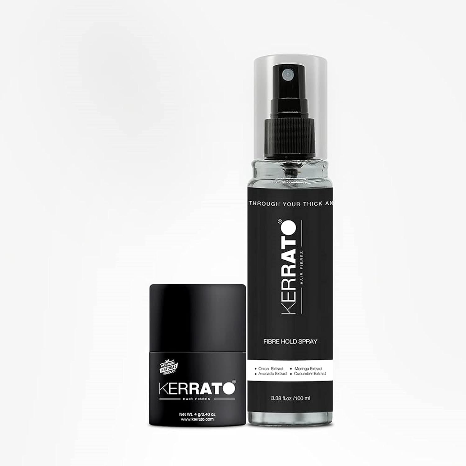 Kerrato Hair Fibres Combo Pack - Jet Black, 4g Fibres & 100ml FibreHold Spray | Instant Hair Loss Concealment | Unisex-Adults-image-3