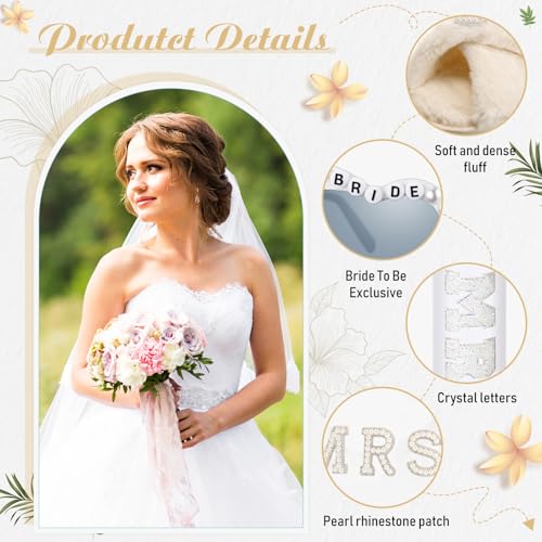 9 Pcs Bride to Be Gifts Set Include 20 oz Stainless Steel Tumbler, I Do Slippers, Makeup Bag, Claw Clip, Heart Sunglasses, 4 Tiny Hair Clip for Wedding Bridal Shower Bachelorette Party(White)3