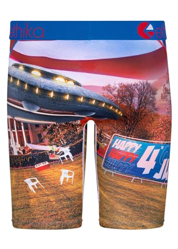 Ethika Men’s Boxer Brief, Knee Length, 4-Way Stretch Performance Underwear with Graphic Prints – Independence Day (AST, L)3