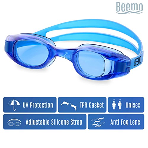 BEEMO Swimming Goggles for Adults - Pink - Universal Leak Resistant Eye-Socket Fit, Ultra UV Protection, Fully Adjustable Latex Free Split Strap